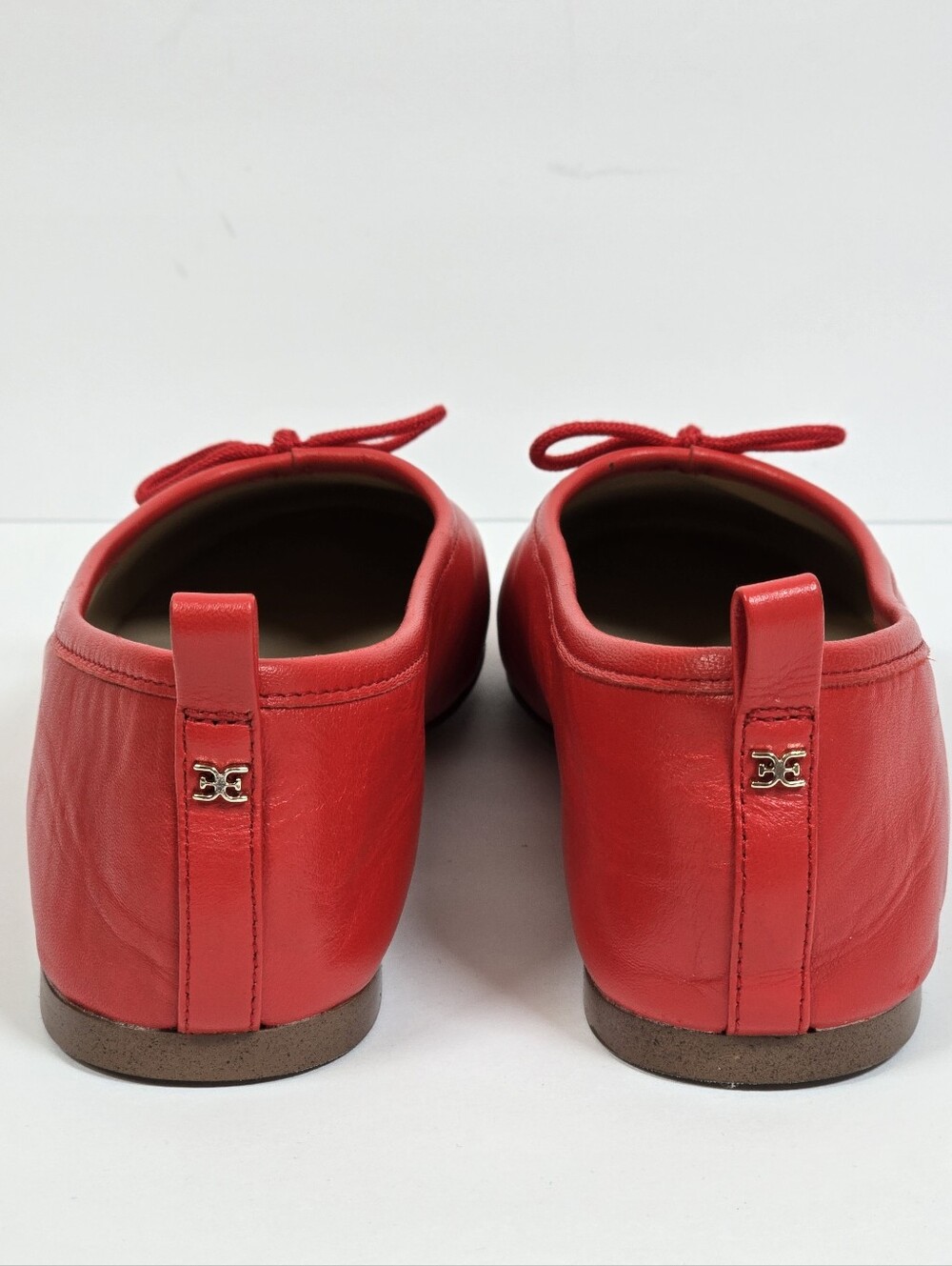 Sam Edelman Ari Ballet Flats Red Leather Bow Square Toe Classic Ballerina 7.5 - Picture 6 of 12